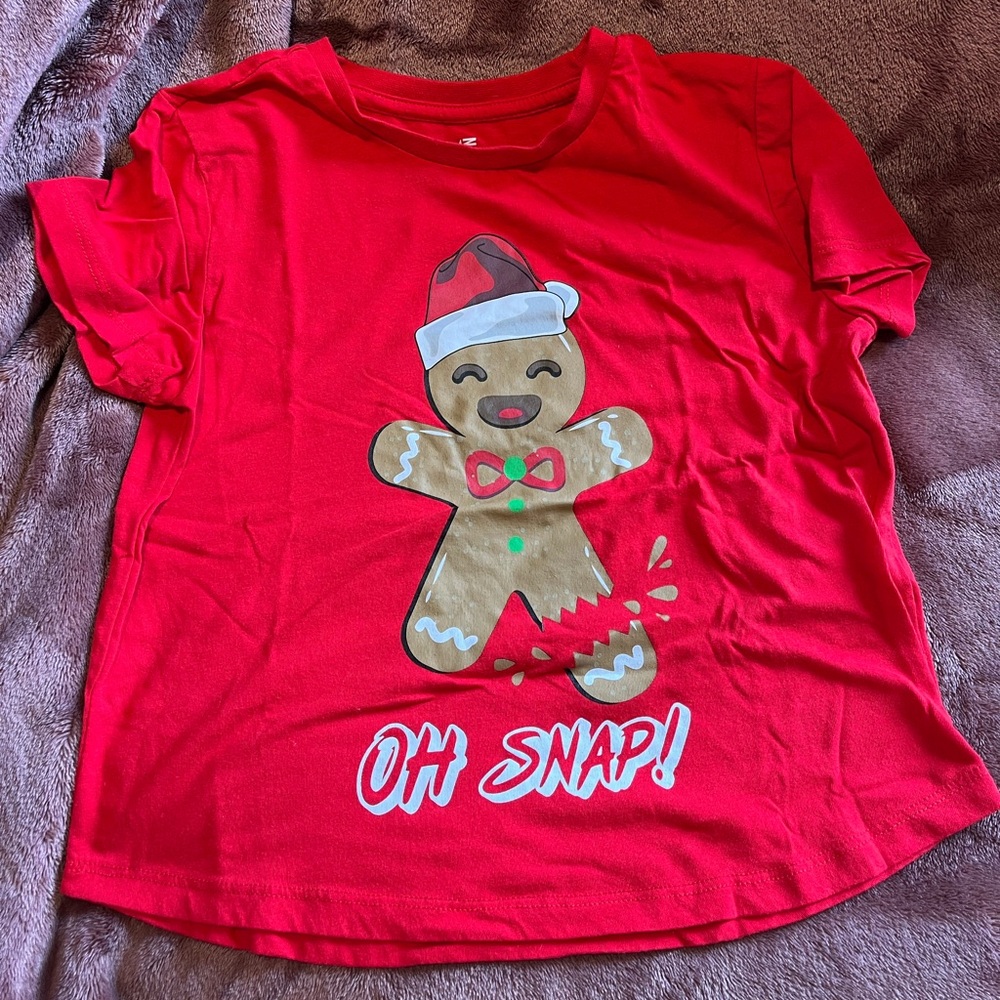 American Dream Red Kids Tee with Festive Gingerbread